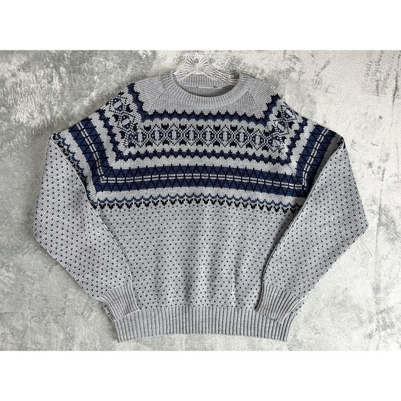 Vintage Other - Vintage 80s 90s Crew Neck Grandpa Sweater Mens XL Gray Grunge Retro Academia